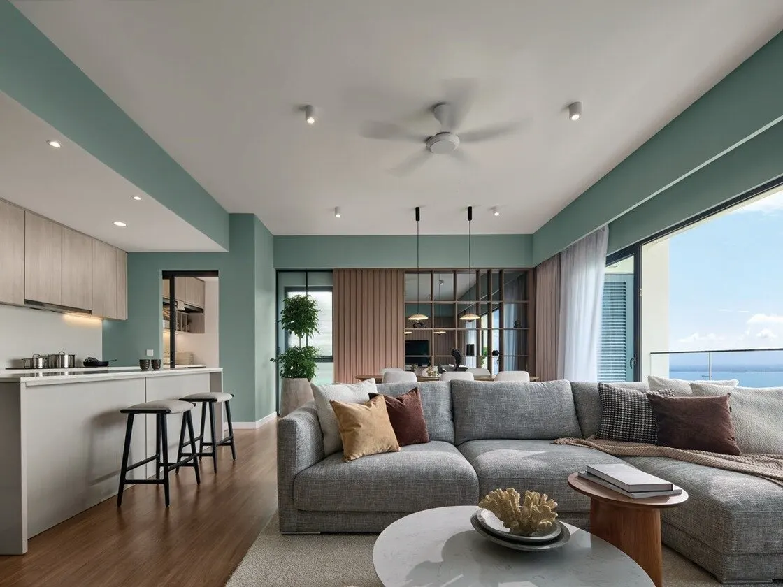 Maris living and dining area with sea view, artist's impression