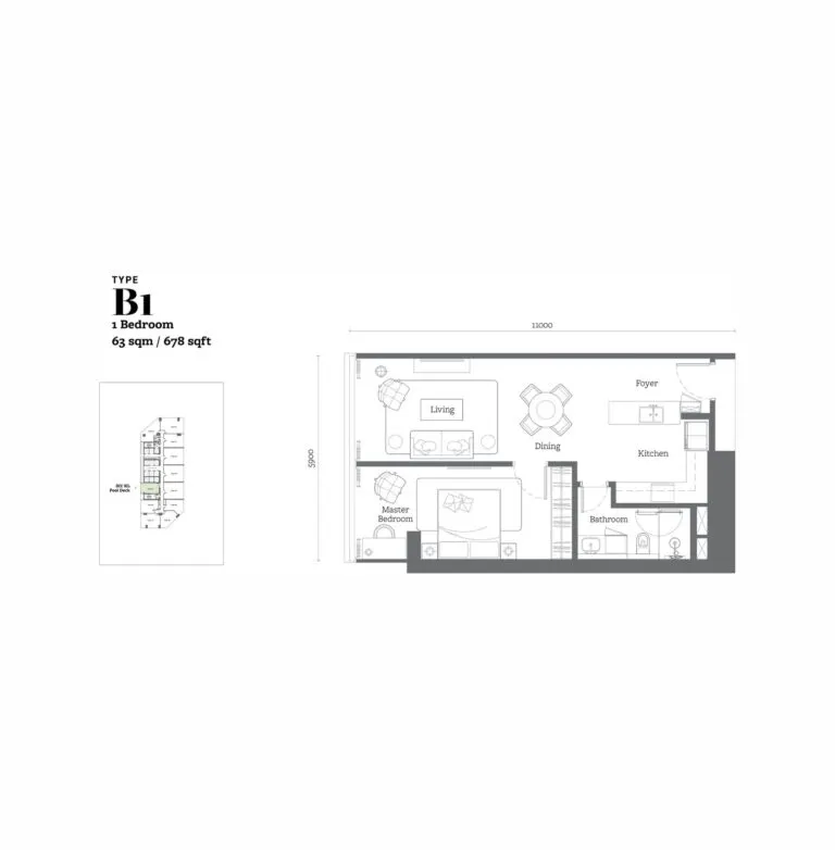Jewel by Oxley KL City Centre floor plan, B1, 678 sq ft