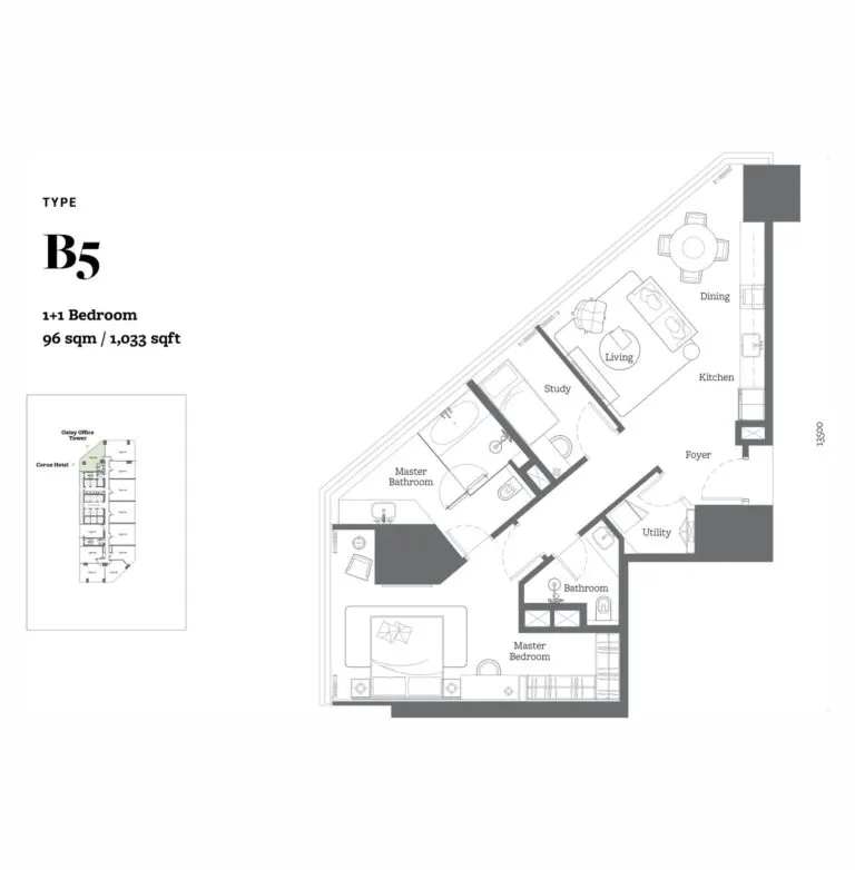 Jewel by Oxley KL City Centre floor plan, B5, 1,033 sq ft