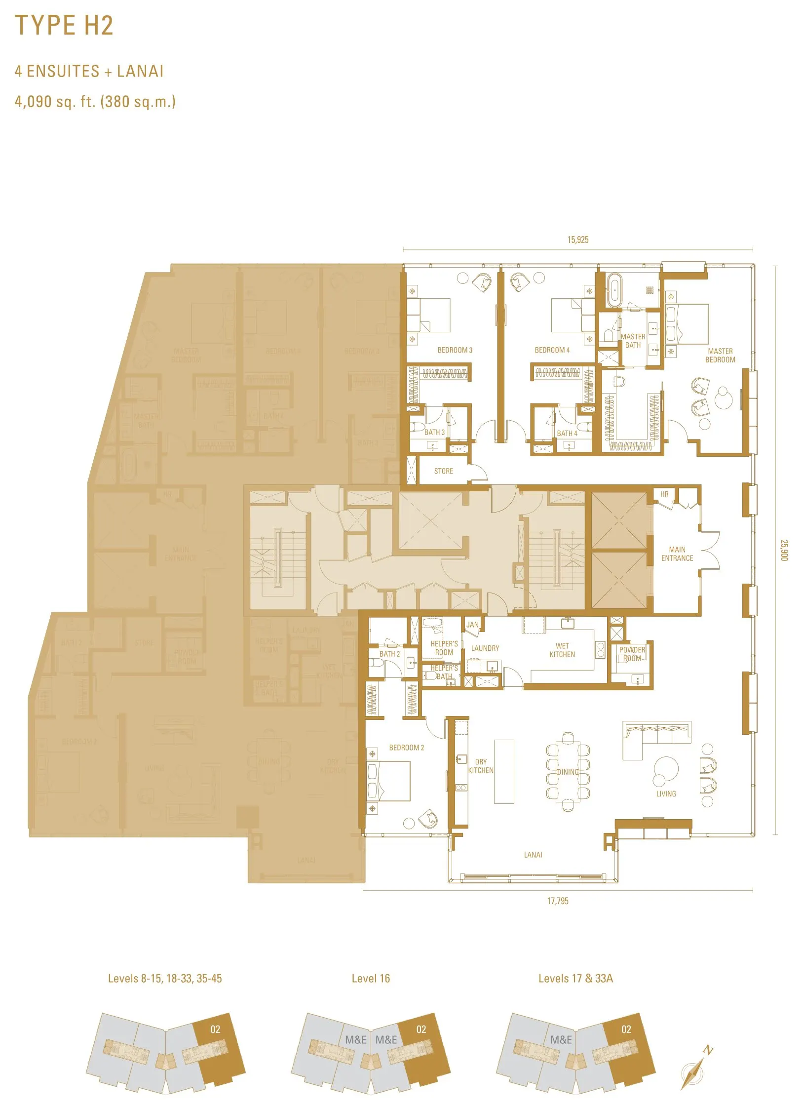 Pavilion Damansara Heights - Imperial Residence (RA) floor plan, Type H2, 4,090 sq ft
