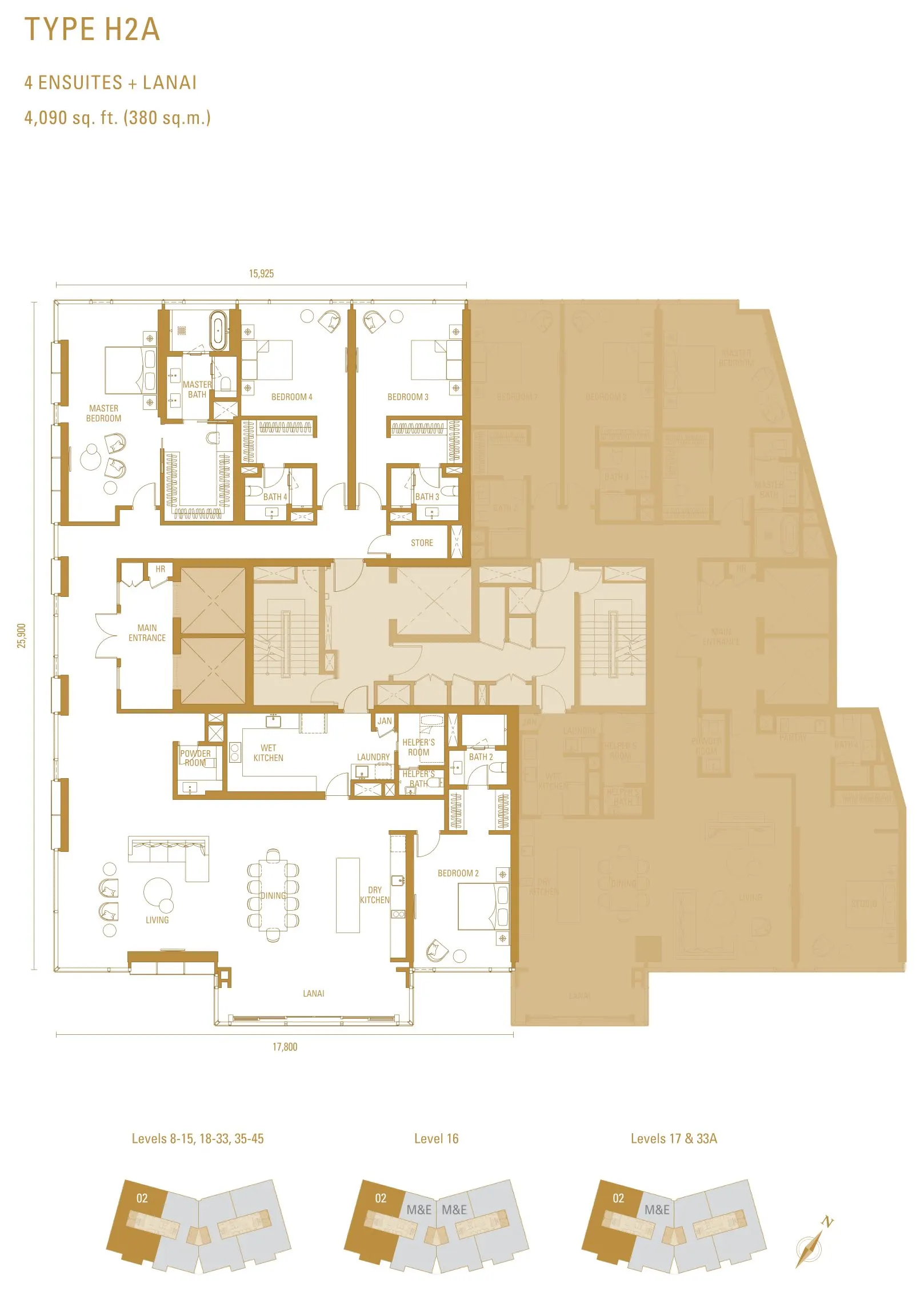 Pavilion Damansara Heights - Imperial Residence (RA) floor plan, Type H2A, 4,090 sq ft
