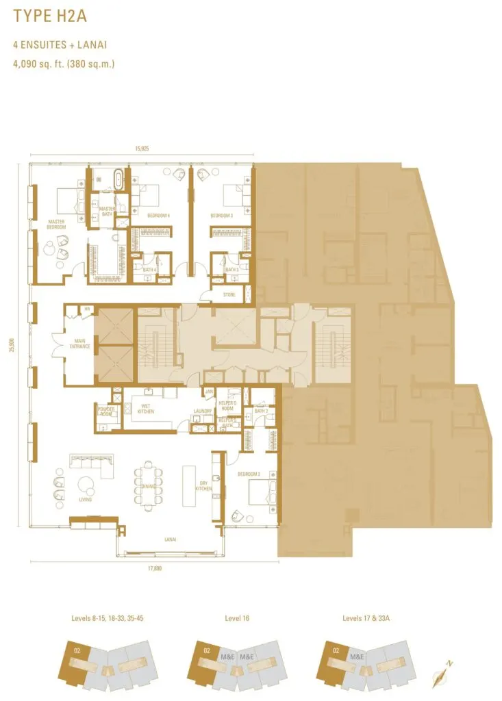 Pavilion Damansara Heights - Imperial Residence (RA) floor plan, H2A, 4,090 sq ft