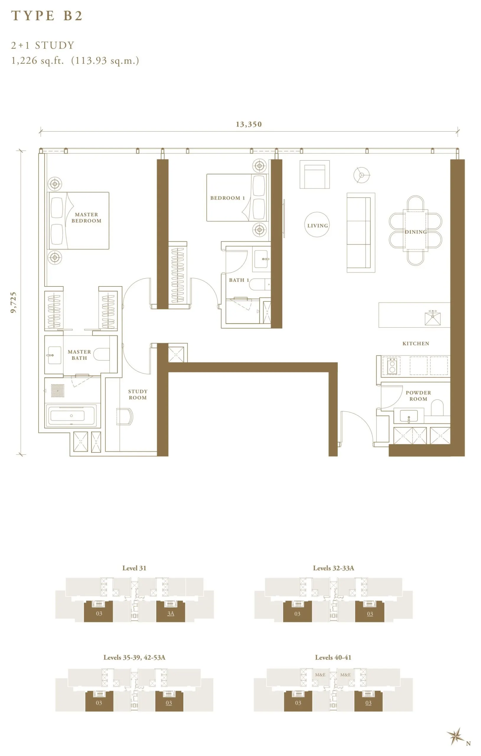 Pavilion Damansara Heights - Regent Suites (R2) floor plan, Type B2, 1,226 sq ft
