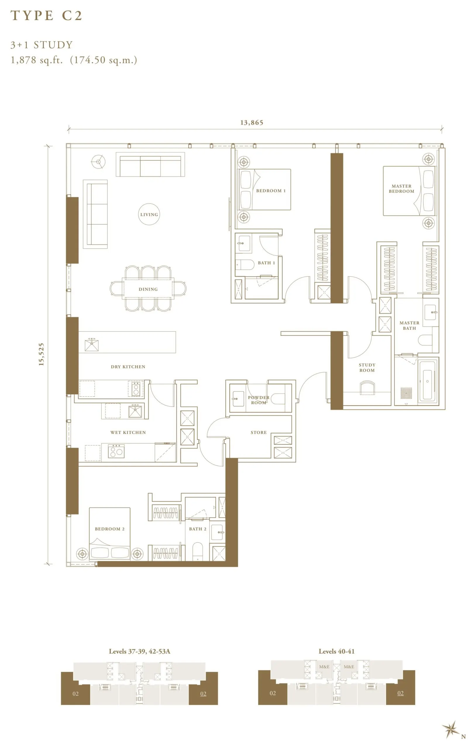 Pavilion Damansara Heights - Regent Suites (R2) floor plan, Type C2, 1,878 sq ft