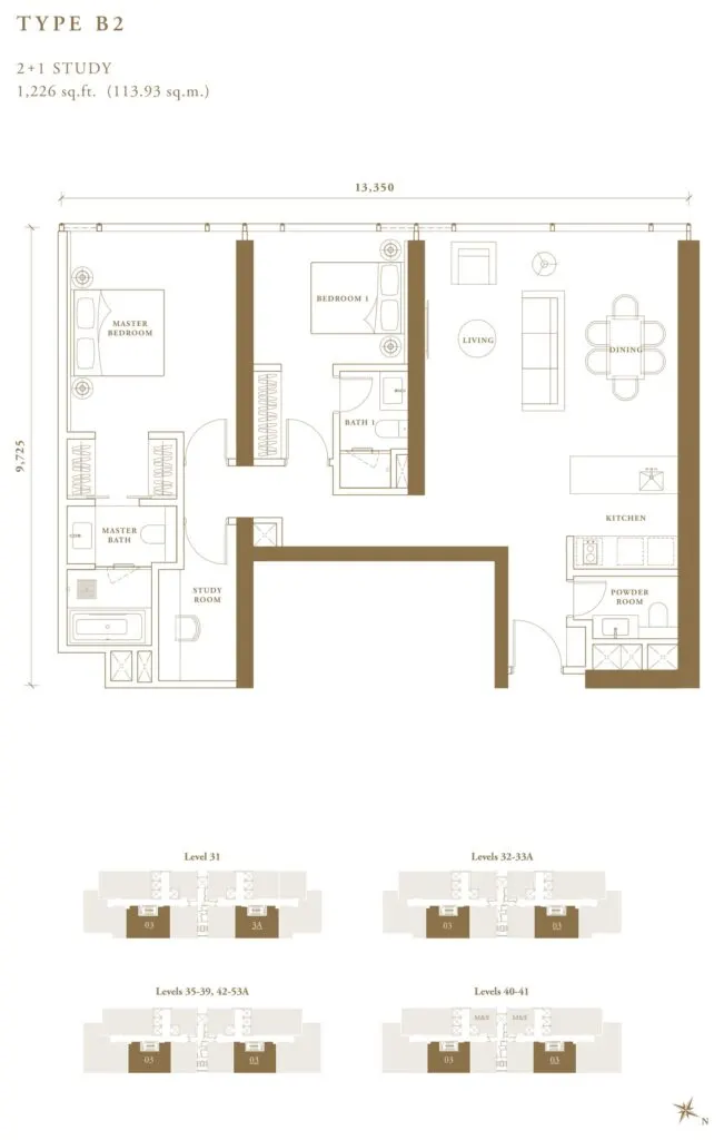 Pavilion Damansara Heights - Regent Suites (R2) floor plan, B2, 1,226 sq ft