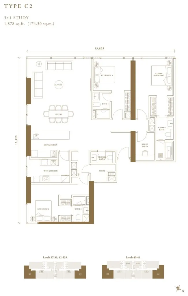 Pavilion Damansara Heights - Regent Suites (R2) floor plan, C2, 1,878 sq ft