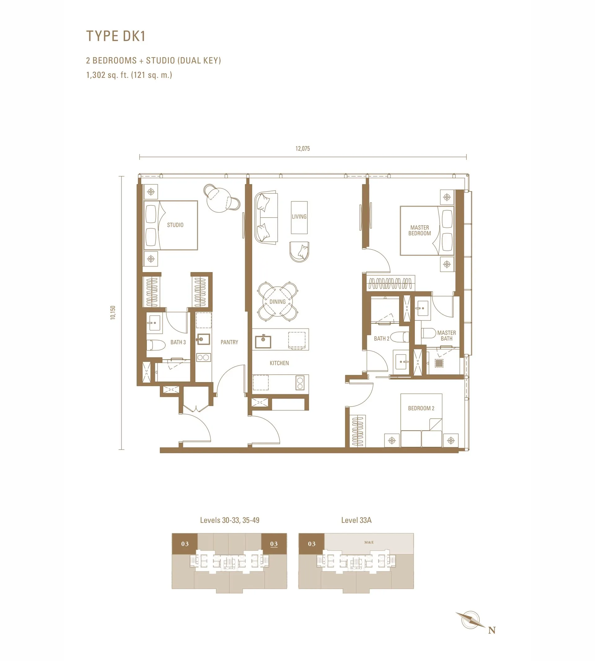Pavilion Damansara Heights - Royal Suites (RC) floor plan, Type DK1, 1,302 sq ft