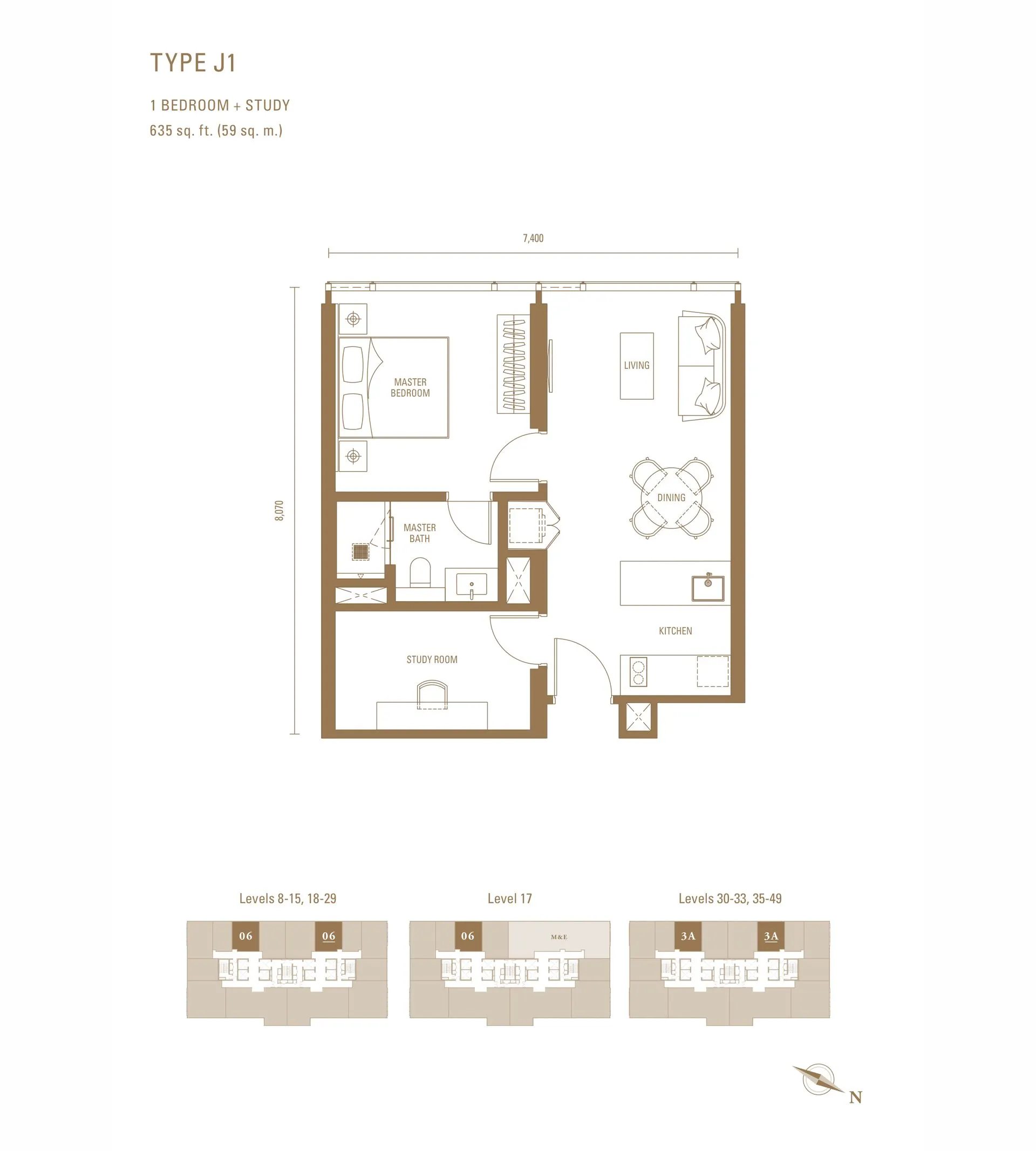 Pavilion Damansara Heights - Royal Suites (RC) floor plan, Type J1, 635 sq ft