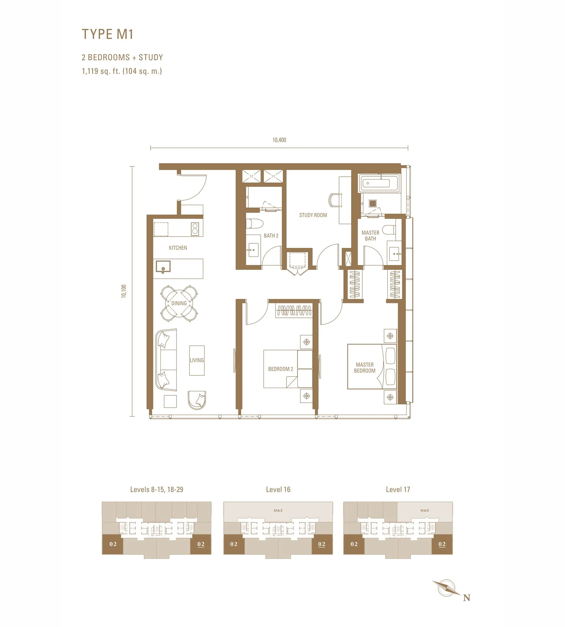 Pavilion Damansara Heights - Royal Suites (RC) floor plan, Type M1, 1,119 sq ft