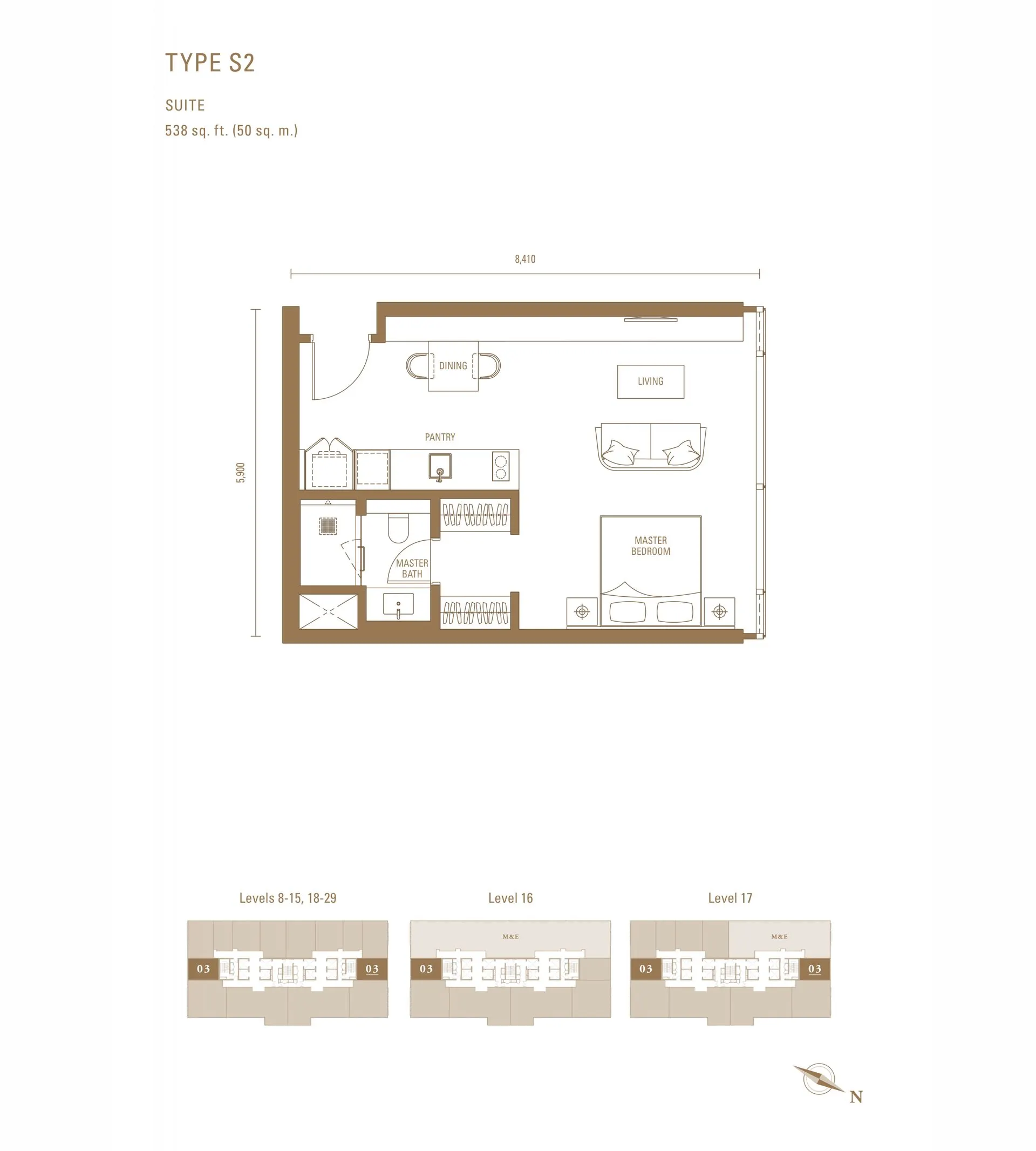 Pavilion Damansara Heights - Royal Suites (RC) floor plan, Type S2, 538 sq ft