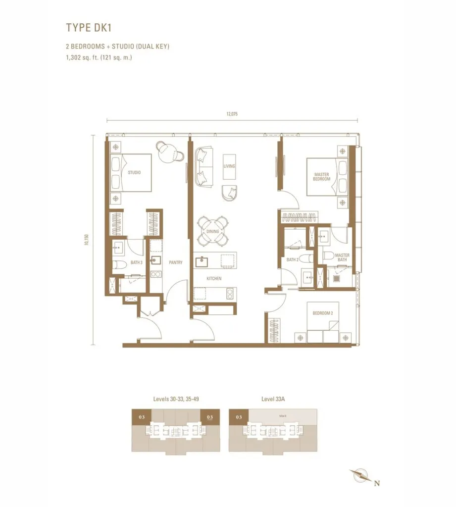 Pavilion Damansara Heights - Royal Suites (RC) floor plan, DK1, 1,302 sq ft