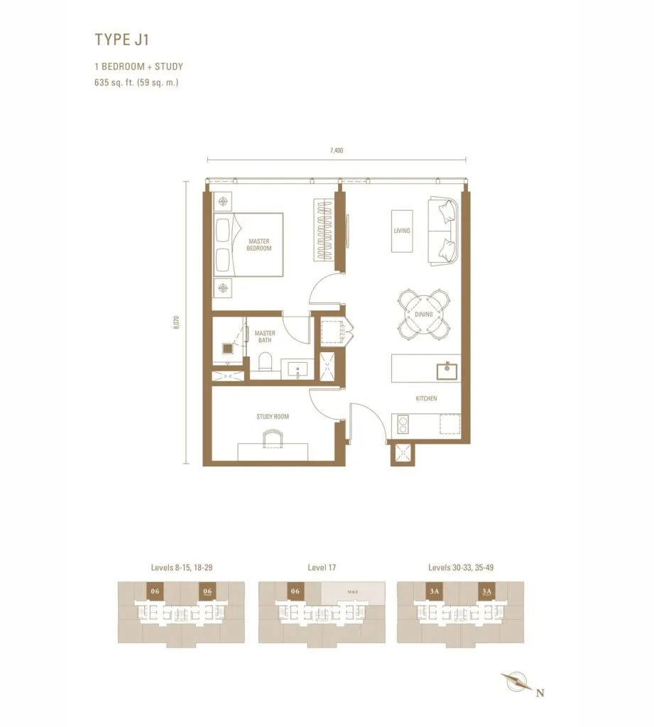 Pavilion Damansara Heights - Royal Suites (RC) floor plan, J1, 635 sq ft