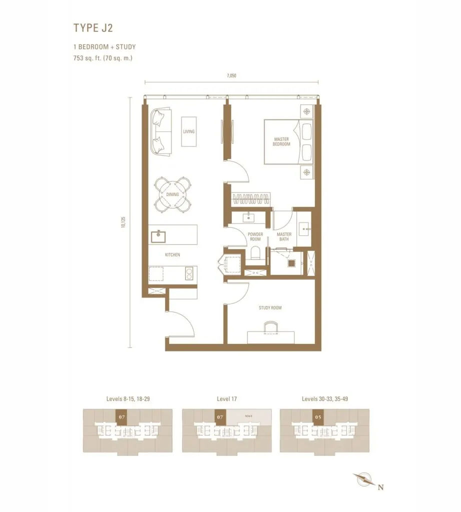 Pavilion Damansara Heights - Royal Suites (RC) floor plan, J2, 753 sq ft