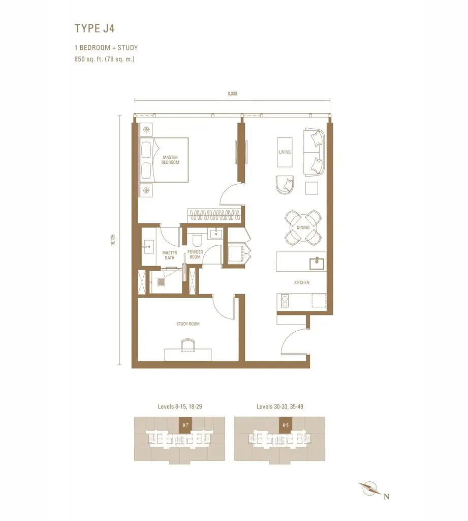 Pavilion Damansara Heights - Royal Suites (RC) floor plan, J4, 850 sq ft