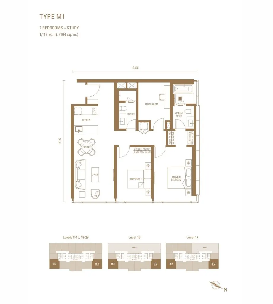 Pavilion Damansara Heights - Royal Suites (RC) floor plan, M1, 1,119 sq ft