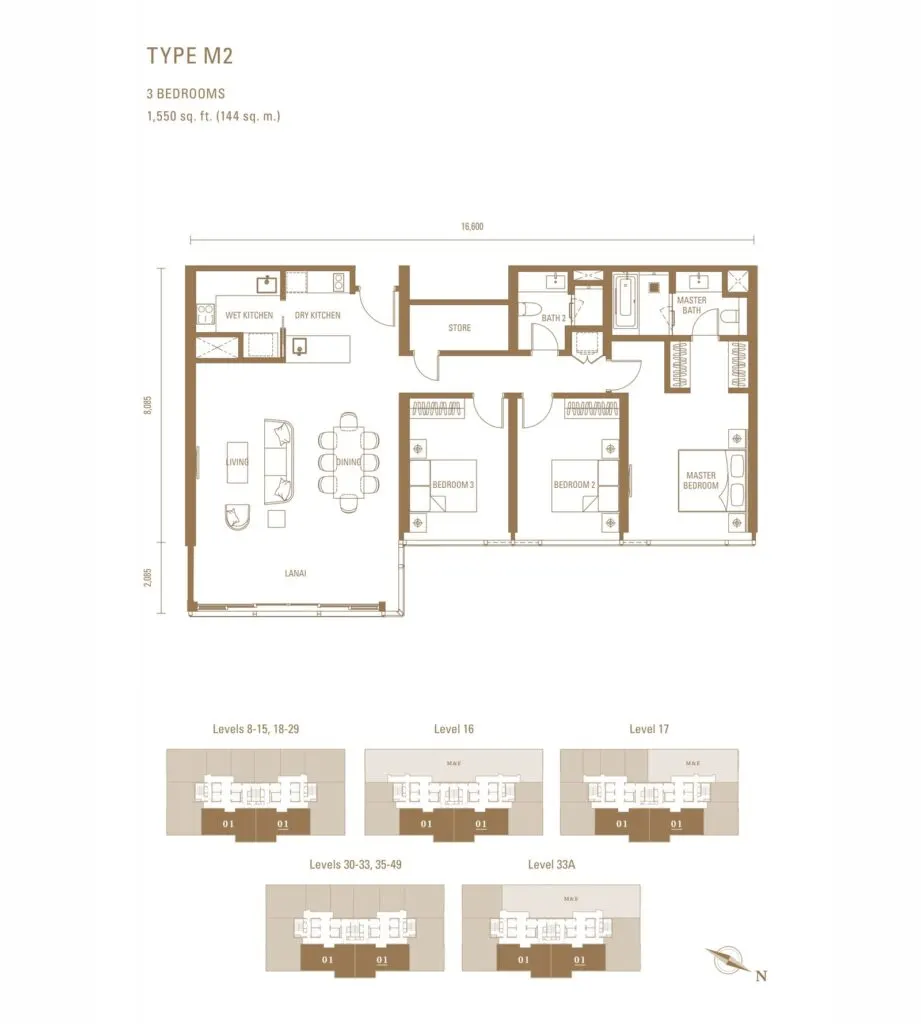 Pavilion Damansara Heights - Royal Suites (RC) floor plan, M2, 1,550 sq ft