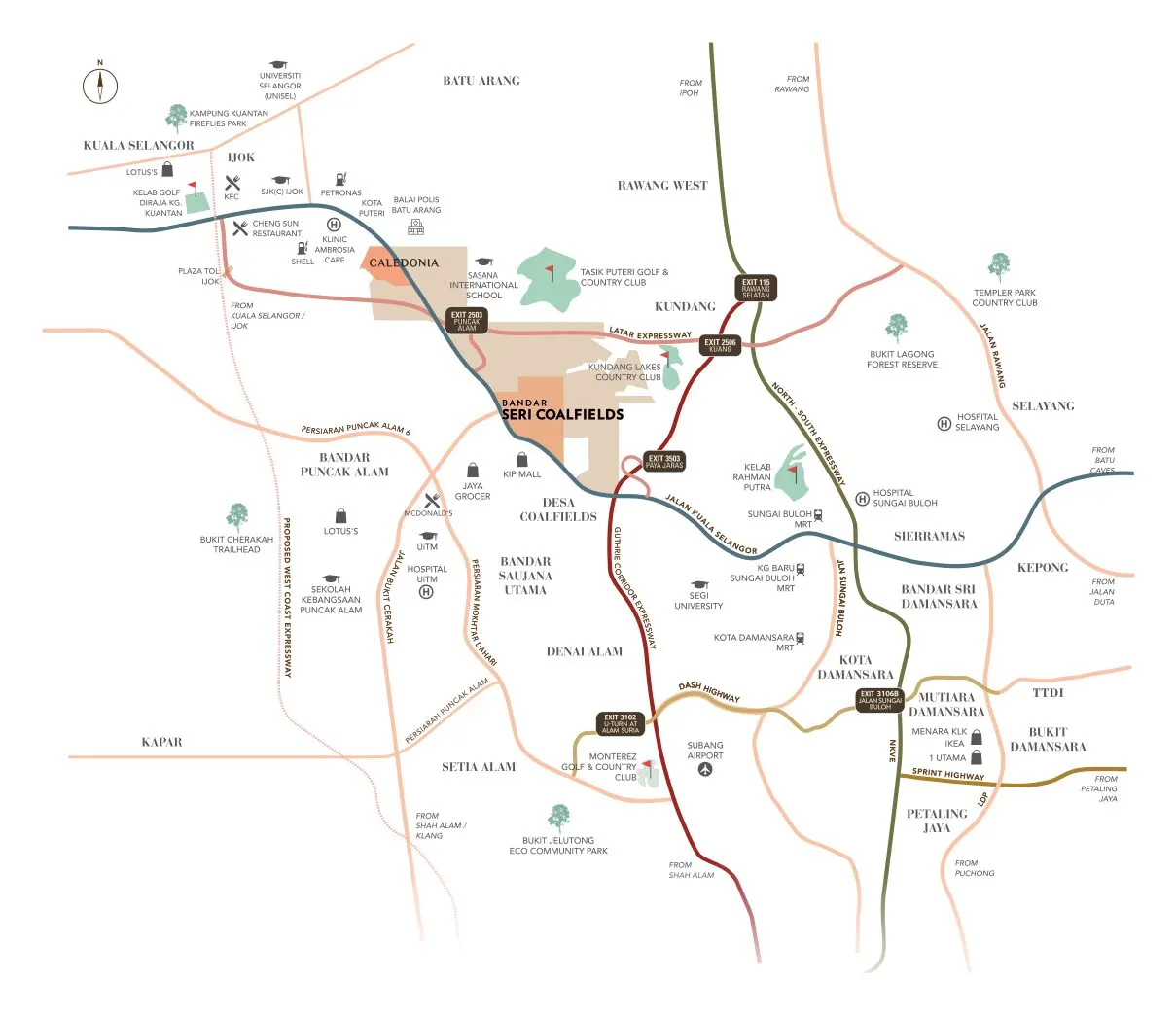 Quinton Residences location map, Bandar Seri Coalfields, Sungai Buloh