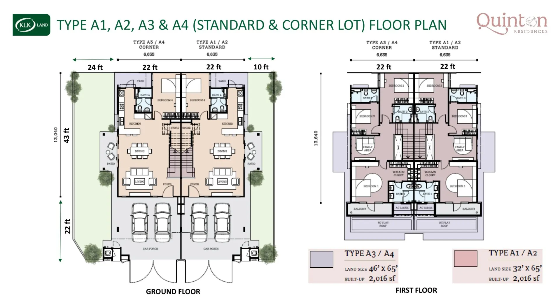 Quinton Residences floor plan, Type A1 / A2 / A3 / A4, 2,016 sq ft