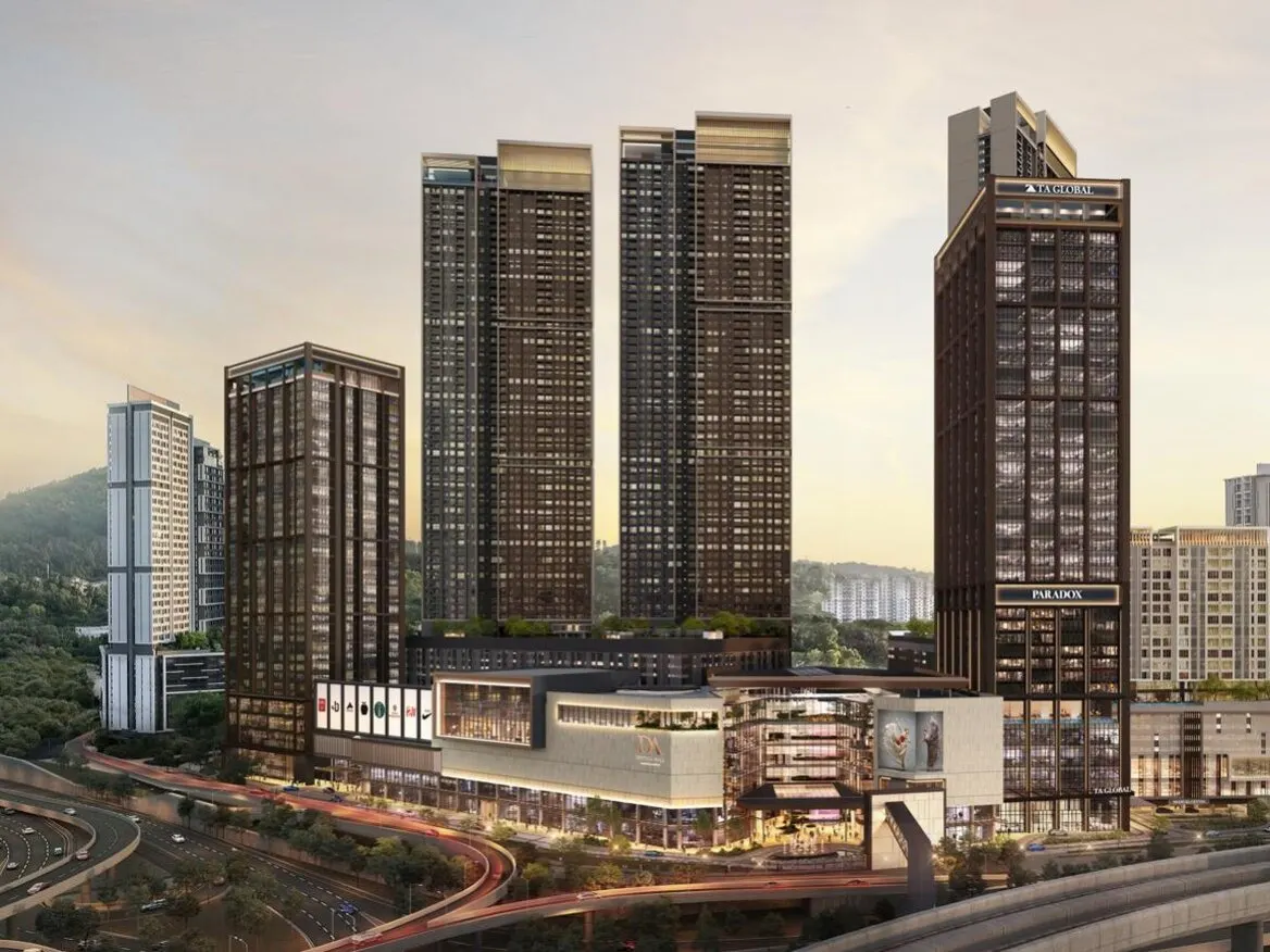 The Arden and the neighbouring Ativo towers above DA Central Mall, artist's impression