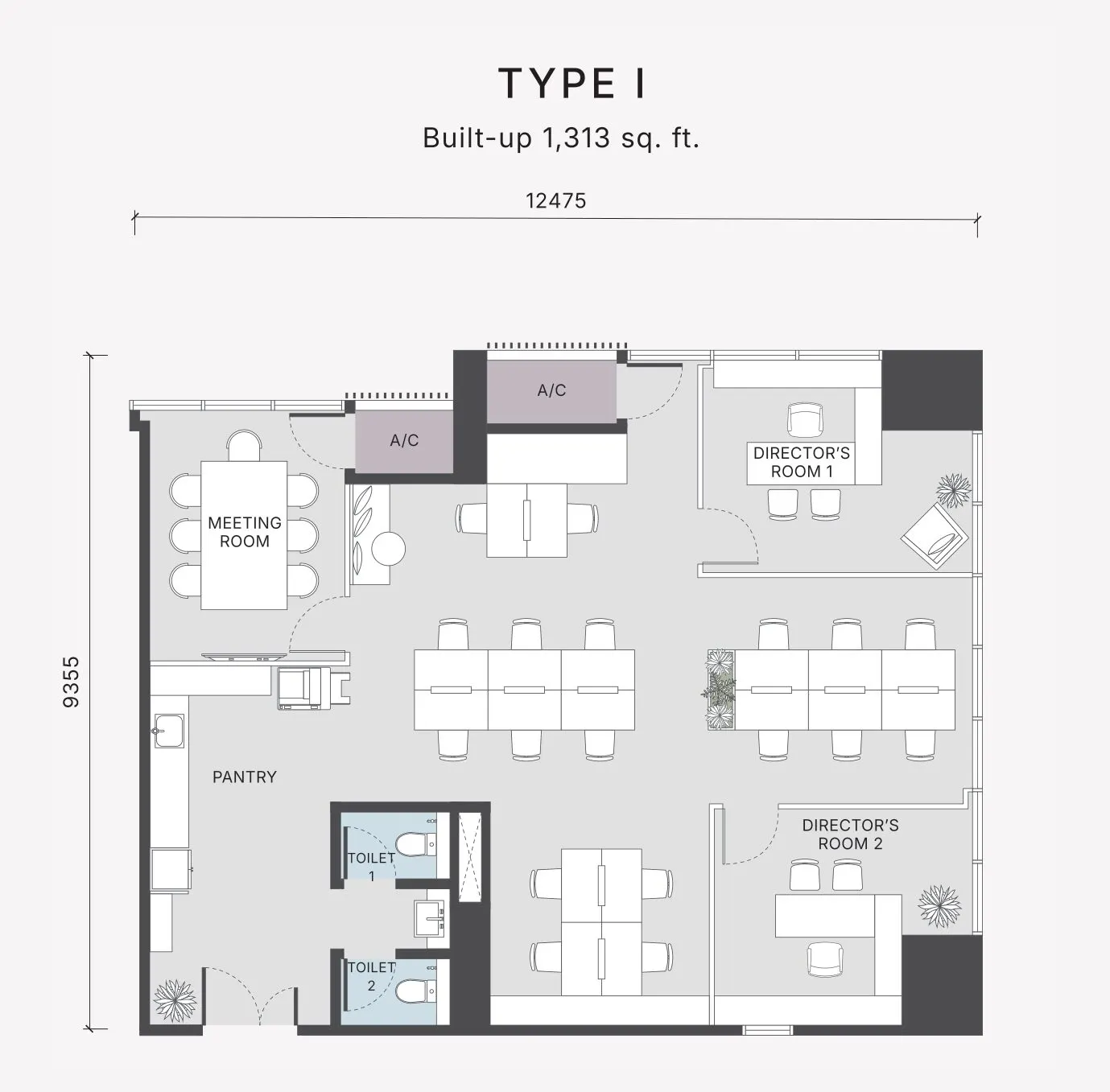 The Arden floor plan, Type I, 1,313 sq ft