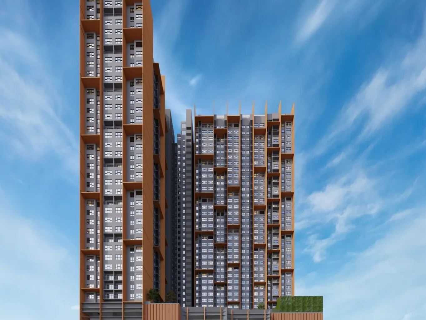 The Asteriaz tower facade on Jalan Kebun Teh, artist's impression