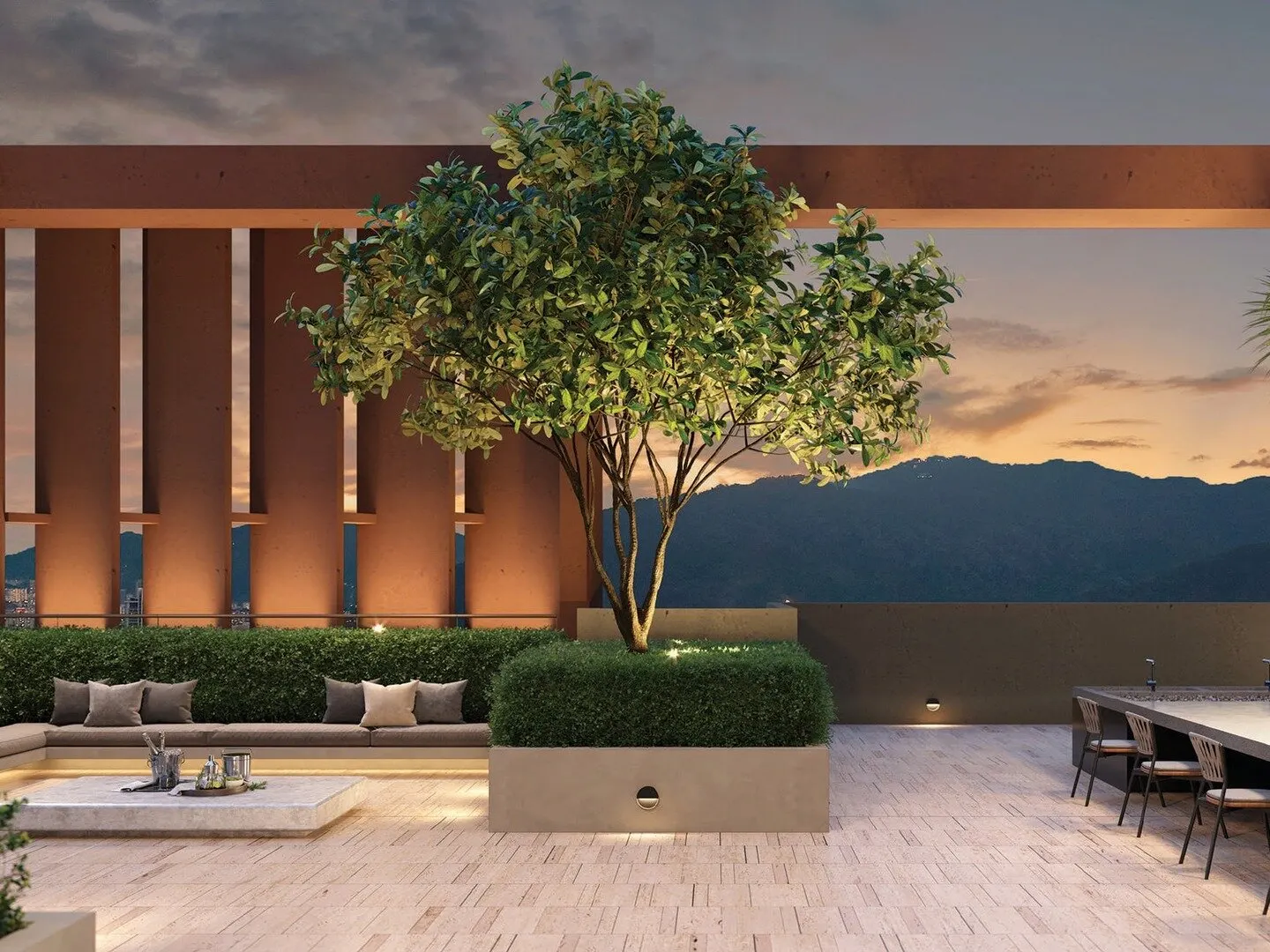 The Lume sky terrace at sunset, artist's impression