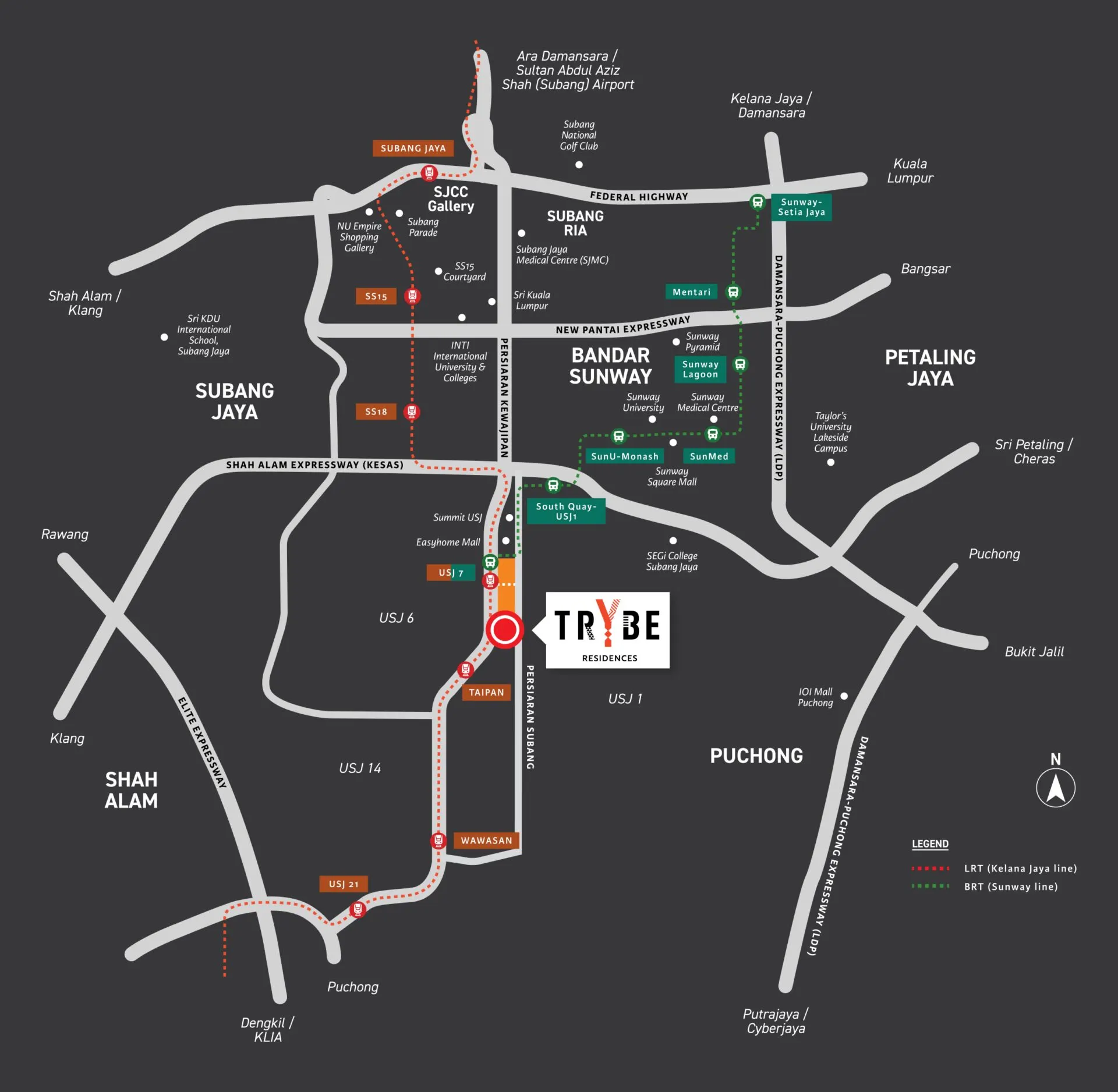 Trybe Residences location map, USJ 7, Subang Jaya