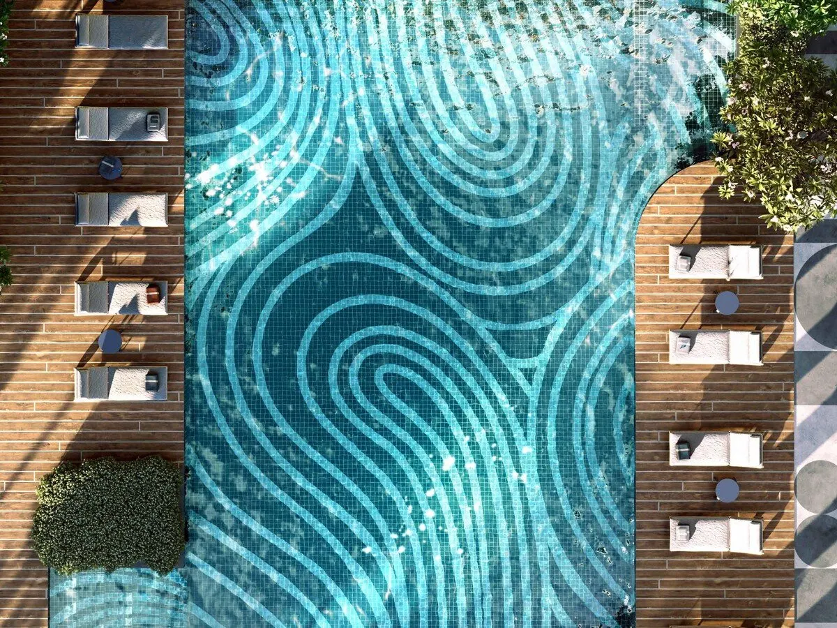 Trybe Residences swimming pool from above, artist's impression