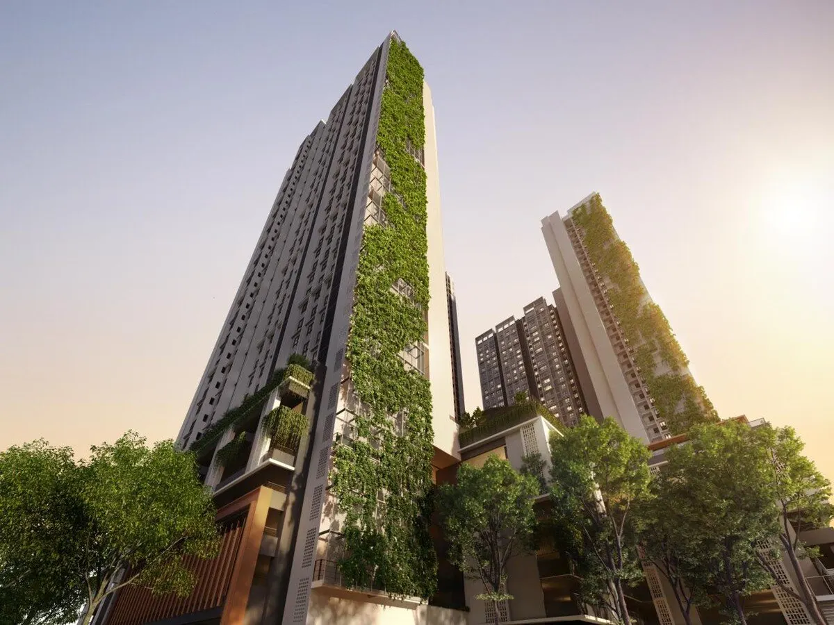 Trybe Residences tower with green facade, artist's impression
